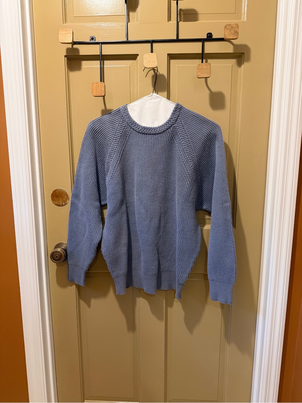Comfy 90s fisherman aesthetic chunky sweater in dusty blue
